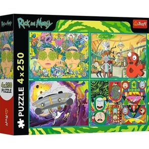 Imagine Puzzle Trefl din 4 x 250 piese - Realitatea distorsionata a lui Rick și Morty