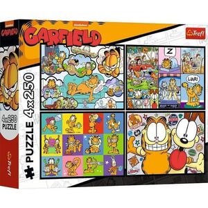 Imagine Puzzle Trefl din 4 x 250 piese - Lui Garfield nu-i place ziua de luni