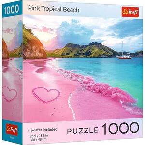 Imagine Puzzle Trefl din 1000 piese - Plaja tropicala roz