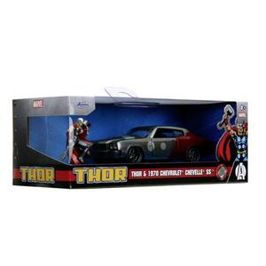 Imagine Set masinuta metalica si figurina Jada Marvel Thor si Chevy Chevelle Ss, Scara 1 la 32