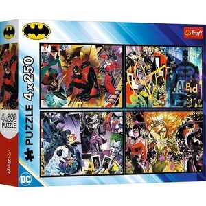 Imagine Puzzle Trefl Batman DC Batman in Actiune, 4 x 250 piese