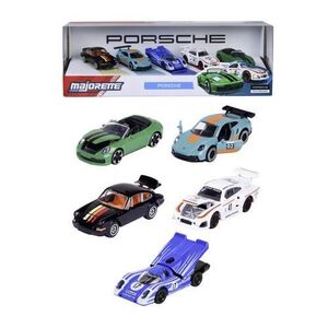 Imagine Set 5 masinute metalice Majorette Porsche 2 Modele Exclusive, Scara 1 la 64