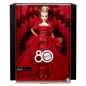 Imagine Papusa Barbie Signature - Aniversarea a 80 de ani, intr-o rochie festiva si par blond