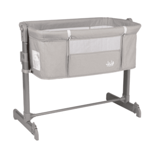 Imagine Patut co-sleeper 3 in 1 pentru nou-nascuti si bebelusi Juju NearMe, 96x50 cm, 0+ luni, functie de leagan, setare unghiulara, inaltime reglabila, picioare regalbile, laterala culisanta, salteluta, husa lavabila, design ergonomic, Gri