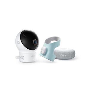 Imagine Set monitorizare bebe eufy Smart Sock Baby Monitor S340, Camera 2K, 2.4 GHz Wi-Fi, Pan & Tilt, urmarire ritm cardiac si niveluri de oxigen din sange, detectie AI Cry, Alb