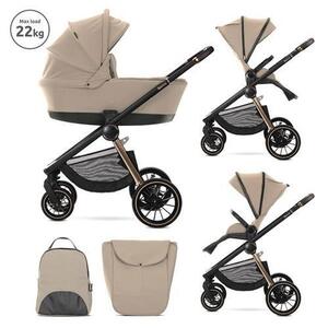 Imagine Carucior 2 in 1 Lorelli Bianca, cos landou individual cu maner de transport, cadru din aluminiu, pana la 22 kg, Bej