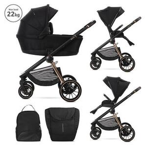 Imagine Carucior 2 in 1 Lorelli Bianca, cos landou individual cu maner de transport, cadru din aluminiu, pana la 22 kg, Negru