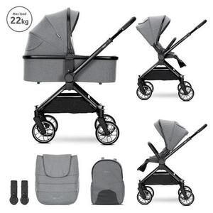 Imagine Carucior 2 in 1 Lorelli Reya, cos individual cu maner de transport, maner si sezut reversibile, pana la 22 kg, Gri