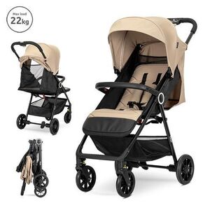 Imagine Carucior pentru nou-nascut Lorelli Noir, sistem de pliere cu o singura mana, pana la 22 Kg, Bej