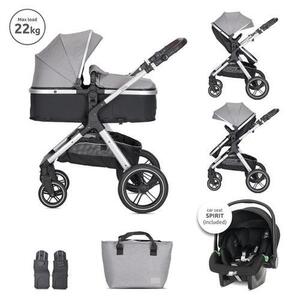 Imagine Carucior 3 in1 Lorelli Viola, cos auto Spirit inclus, transformabil, sezut reversibil, pana la 22 kg, Gri