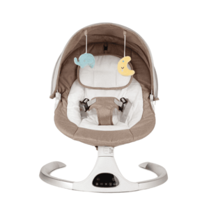 Imagine Leagan Electric Juju Serenity, balansoar copii, 5 trepte de leganare, unghiuri de leganare reglabile, afisaj tactil, telecomanda, 10 cantece incluse, conectare Bluetooth, temporizator, plasa de insecte, baza aluminiu, Gri