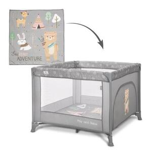 Imagine Tarc de joaca Lorelli Play N Relax, 100x100x75 cm, deschidere laterala cu fermoar, geanta de transport, Gri
