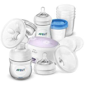 Imagine Pompa de san electrica Philips Avent SCD223/20 + Set depozitare lapte (Alb)