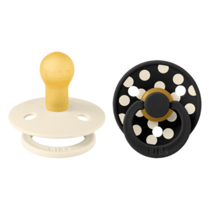 Imagine Set 2 suzete BIBS Colour Studio Collection Polka Dots, tetina rotunda, 0 luni+