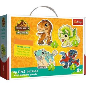 Imagine Puzzle pentru copii în valiza Trefl 4 în 1 - Dinozauri draguti