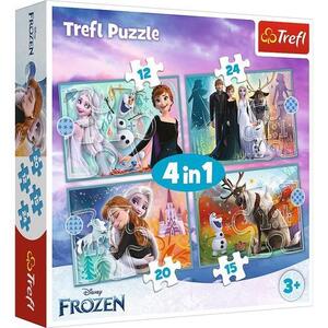 Imagine Puzzle Trefl 4 in 1 - Disney Frozen 2, Uimitoarea lume Disney, 12/15/20/24 piese