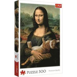 Imagine Puzzle Trefl - Mona Lisa cu pisica, 500 piese