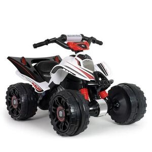 Imagine ATV electric pentru copii Injusa Mercedes, 12V, cu pedala de acceleratie, 2 ani+, Alb/Negru