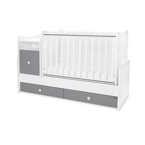 Imagine Mobilier multifunctional Lorelli Trend Plus Trio White Stone Grey, 167 x 72 x 105 cm, transformabil in 2 variante, sistem leganare, grilaj culisant si detasabil, Alb/Gri