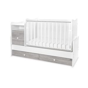 Imagine Mobilier multifunctional Lorelli Trend Plus Trio White Artwood, 167 x 72 x 105 cm, transformabil in 2 variante, sistem leganare, grilaj culisant si detasabil, Alb/Gri