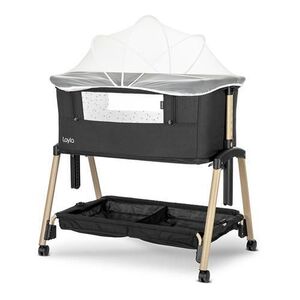 Imagine Patut Co Sleeper copii Lorelli Layla 2 in 1, cu latura pliabila, reglabil pe inaltime, sistem anti-reflux, Negru