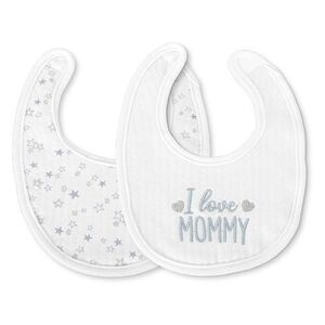 Imagine Set 2 bavete bumbac pentru nou-nascut Lorelli, inchidere cu velcro, potrivit pentru hranire si in perioada eruptiei dentare, 0 luni+, Albastru