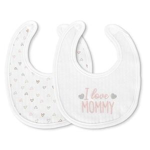 Imagine Set 2 bavete bumbac pentru nou-nascut Lorelli, inchidere cu velcro, potrivit pentru hranire si in perioada eruptiei dentare, 0 luni+, Roz