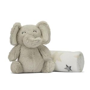 Imagine Paturica moale cu jucarie din plus elefant Lorelli Nappy, 90 x 75 cm, 0 luni +, Bej