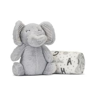 Imagine Paturica moale cu jucarie din plus elefant Lorelli Nappy, 90 x 75 cm, 0 luni +, Gri