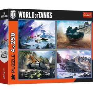Imagine Puzzle Trefl din 4 x 250 piese - World of Tanks: Marea Baătalie a Tancurilor