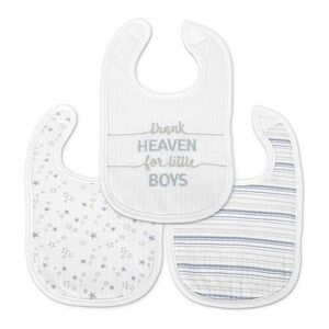 Imagine Set 3 bavete bumbac pentru nou-nascut Lorelli, inchidere cu velcro, potrivit pentru hranire si in perioada eruptiei dentare, 0 luni+, Albastru