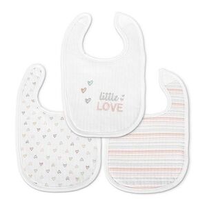 Imagine Set 3 bavete bumbac pentru nou-nascut Lorelli, inchidere cu velcro, potrivit pentru hranire si in perioada eruptiei dentare, 0 luni+, Roz