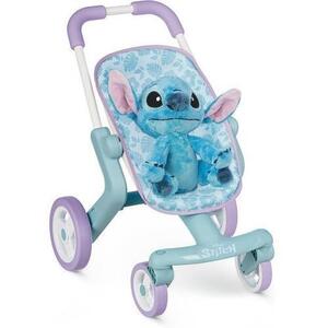 Imagine Set Carucior De Plimbare Disney Stitch + Jucarie Stitch 25 cm, Smoby, Licenta Oficiala Disney Design Original Inspirat De Desenele Animate Lilo & Stitch, Structura Metalica Stabila Pentru Siguranta, 38x49x53 cm (Albastru)