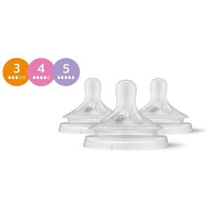 Imagine Pachet 3 tetine Philips Avent Natural Response SCY960/03, +1 luna, +3 luni si +6 luni, tetina care functioneaza ca sanul mamei, debit 3, 4, 5, fara BPA