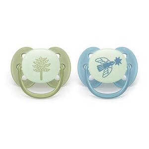 Imagine Set 2 suzete Philips Avent Philips Avent SCF094/05, Ultra soft ​Nighttime 18+ luni, 2 buc, fosforescente (Albastru/Verde)