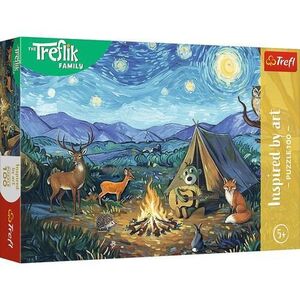 Imagine Puzzle Trefl Familia Treflik, Inspirat de Arta Langa Focul de Tabara, 100 de piese