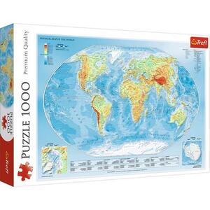 Imagine Puzzle Trefl Harta fizica a lumii, 1000 piese