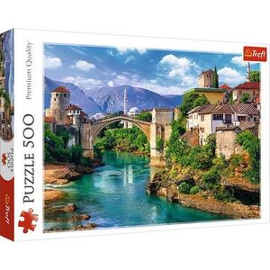 Imagine Puzzle Trefl - Pod vechi Mostar Bosnia, 500 piese