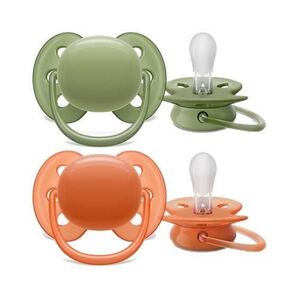 Imagine Set 2 suzete Ultra Soft Philips-AVENT SCF093/01, Ortodontice, fara BPA, 18 luni+ (Portocaliu/Verde)