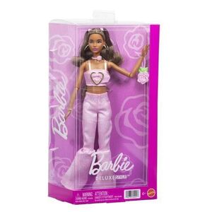 Imagine Papusa Barbie Deluxe Style, cu blugi evazati, Roz
