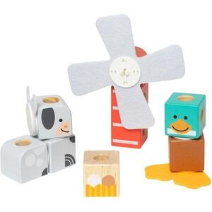 Imagine Set de constructie din lemn Melissa & Doug - Prietenii de la ferma, 16 piese
