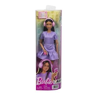 Imagine Papusa Barbie Fashionistas, Bruneta cu rochie mov