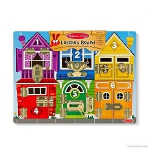 Imagine Jucarie din lemn Melissa & Doug - Casute, placa activa cu incuietori
