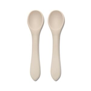 Imagine Set 2 lingurite din silicon natural Lorelli Beige, 6 luni+