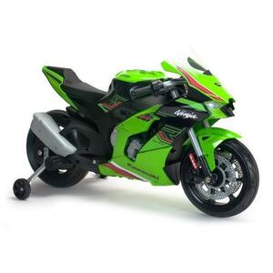 Imagine Motocicleta electrica pentru copii, 12V, Injusa Kawasaki Ninja ZX-R10, cu roti ajutatoare, 3-6 ani, Verde