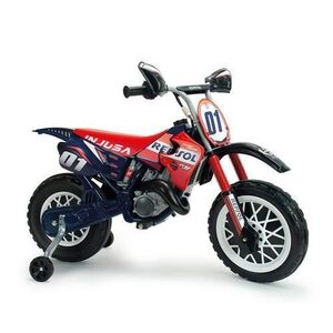 Imagine Motocicleta electrica pentru copii, 6V, Injusa Repsol, tip cross, cu roti ajutatoare, 3-6 ani, Rosu