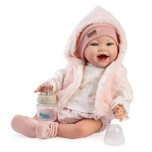 Imagine Papusa reborn Guca Elsa, 42 cm, pictata manual, corp textil si membre din vinil, cu accesorii incluse