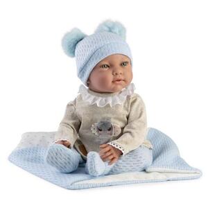 Imagine Papusa realista cu corp moale Guca Marc, 42 cm, corp textil si membre din vinil, cu paturica si accesorii incluse