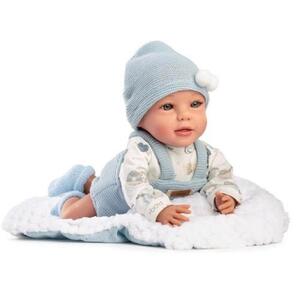 Imagine Papusa bebelus Guca Jairo, 38 cm, corp moale textil, cu salopeta si paturica