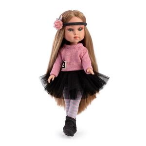 Imagine Papusa fashion Guca Penelope Paris, 33 cm, par blond drept, corp din vinil, cu outfit complet